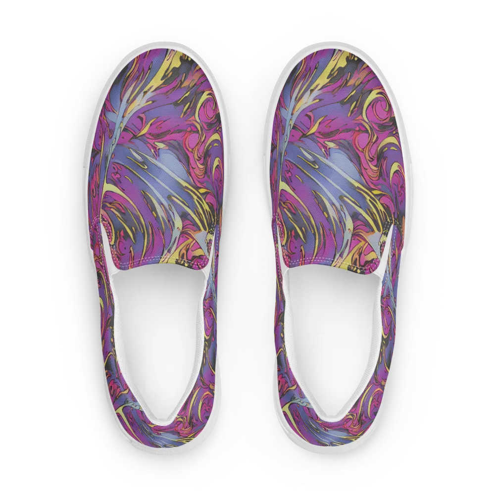 Psychedelic Surge on Men's Slip-On Canvas Shoes — Front