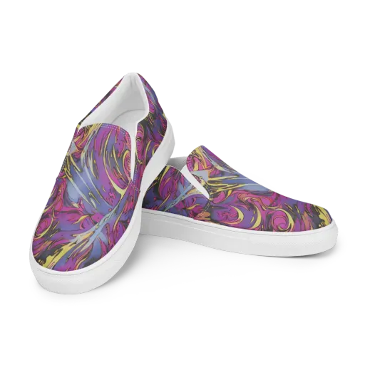 Psychedelic Surge on a Men's Slip-On Canvas Shoes