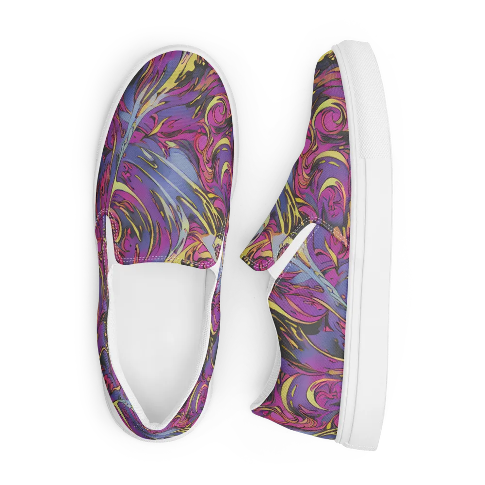 Psychedelic Surge on Men's Slip-On Canvas Shoes — Front