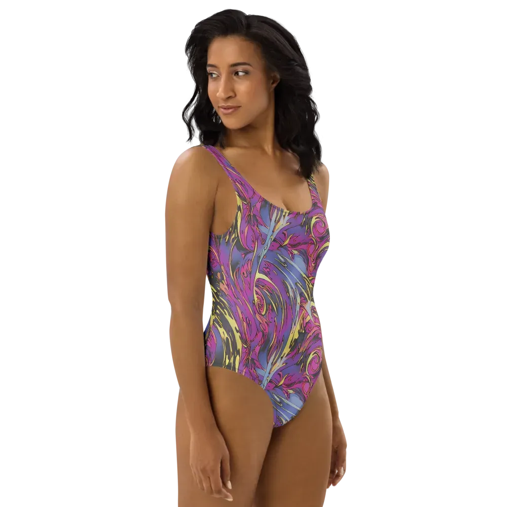 Psychedelic Surge on One-Piece Swimsuit — Right