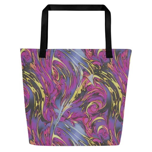 Psychedelic Surge on a Large Tote Bag W/ Pocket