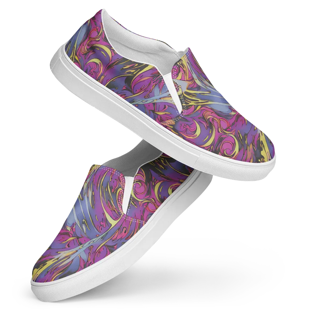 Psychedelic Surge on Women's Slip-On Canvas Shoes — Front