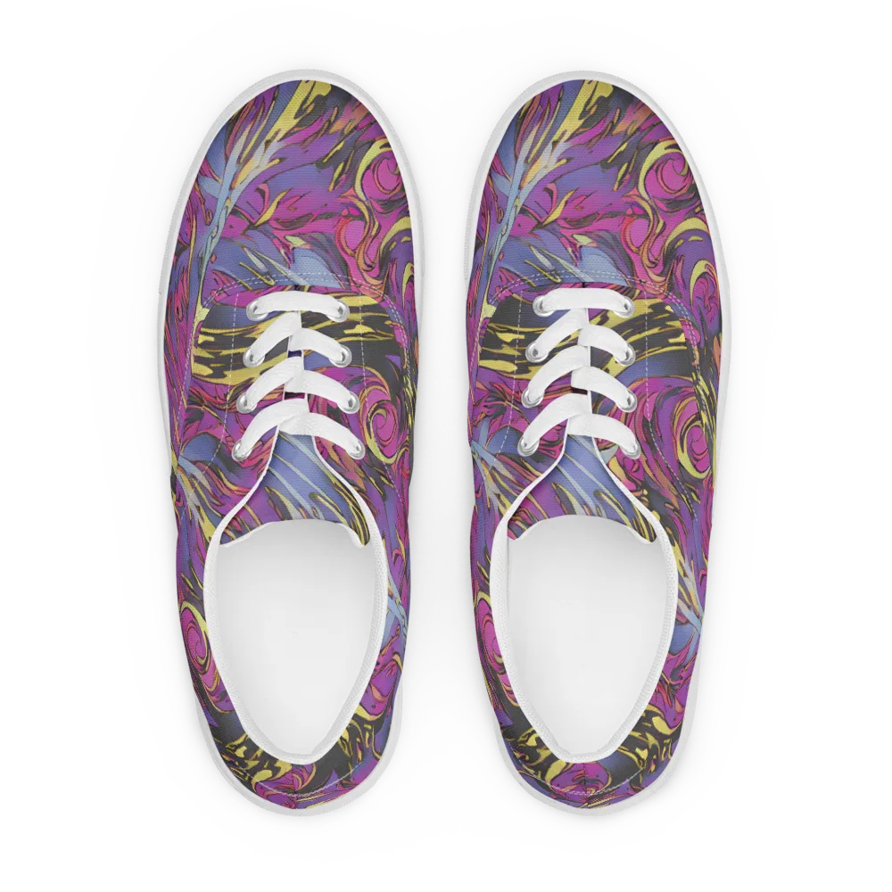 Psychedelic Surge on Men's Lace-Up Canvas Shoes — Front