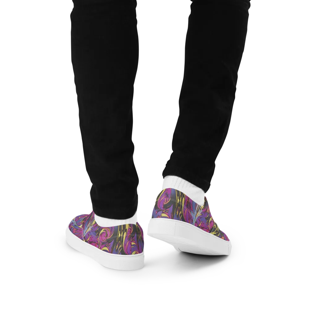 Psychedelic Surge on Men's Lace-Up Canvas Shoes — Back