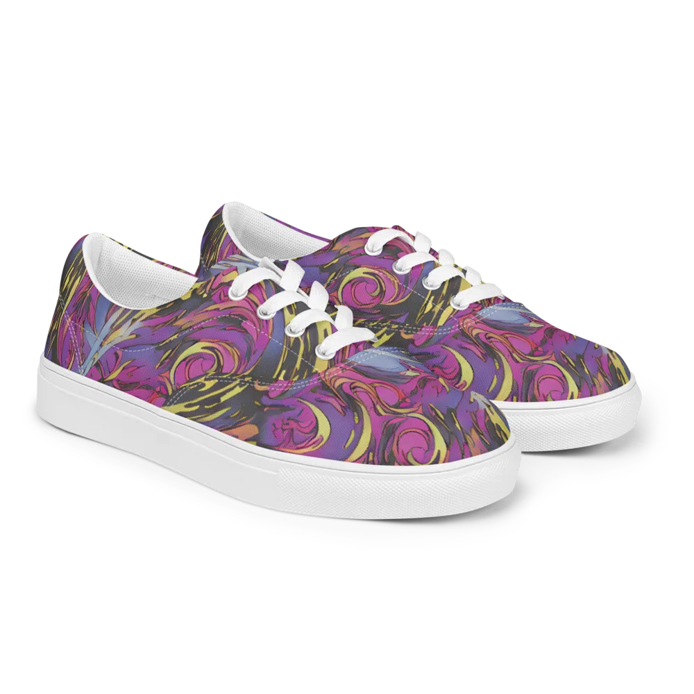 Psychedelic Surge on Men's Lace-Up Canvas Shoes — Right Front