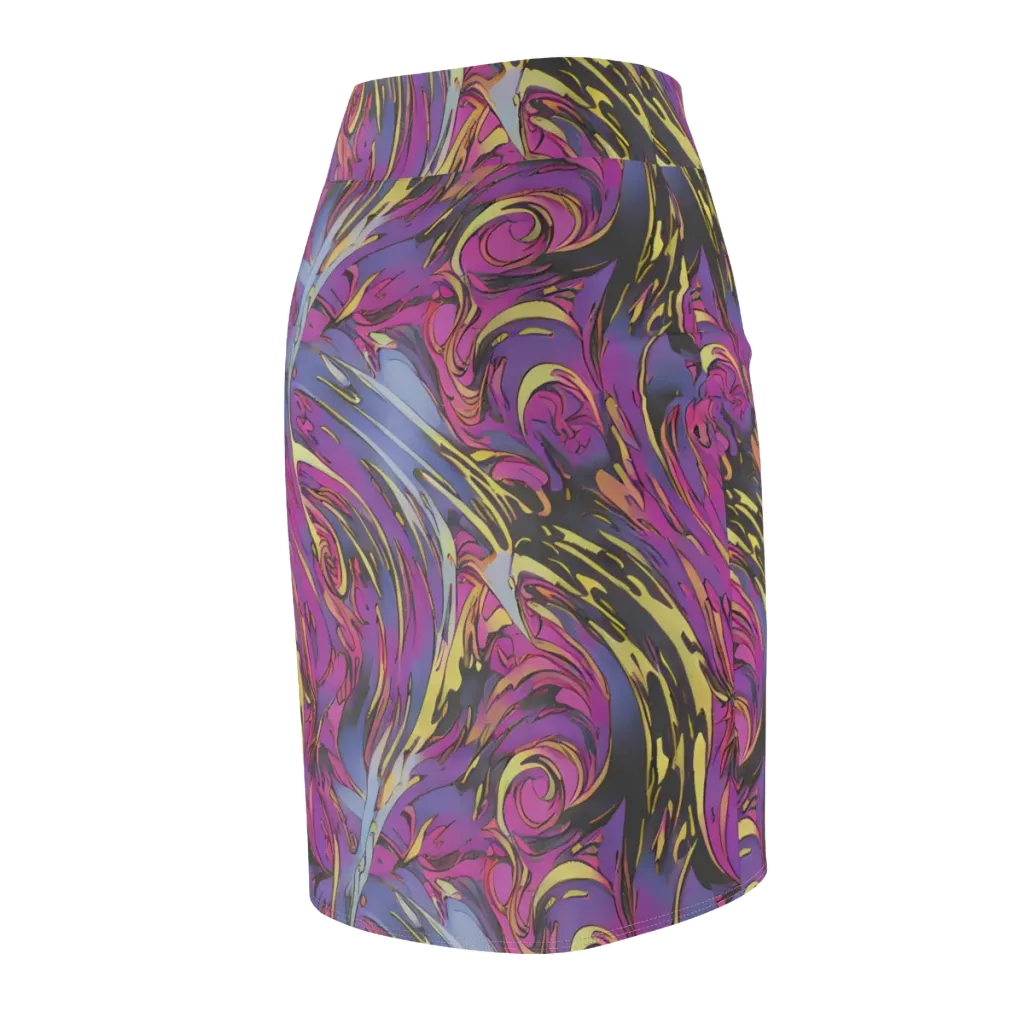 Psychedelic Surge on Pencil Skirt — Back Side