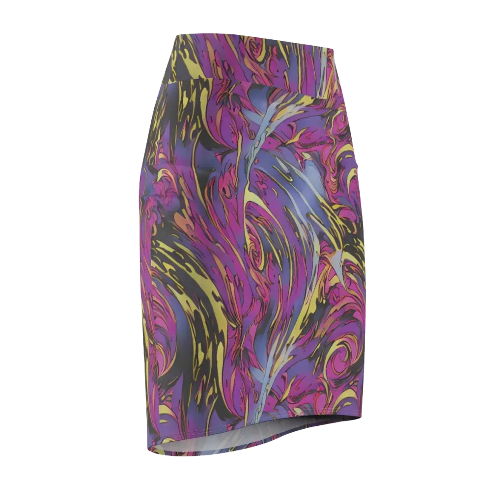 Psychedelic Surge on Pencil Skirt — Front Side