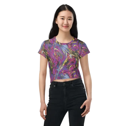 Psychedelic Surge on a Crop Tee