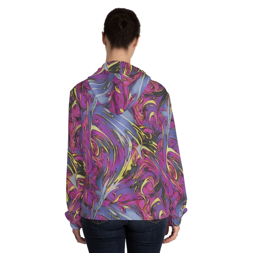 Psychedelic Surge on Women's Full-Zip Hoodie — Back On Person