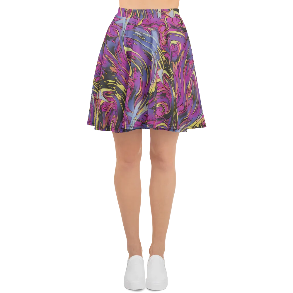 Psychedelic Surge on Skater Skirt — Front