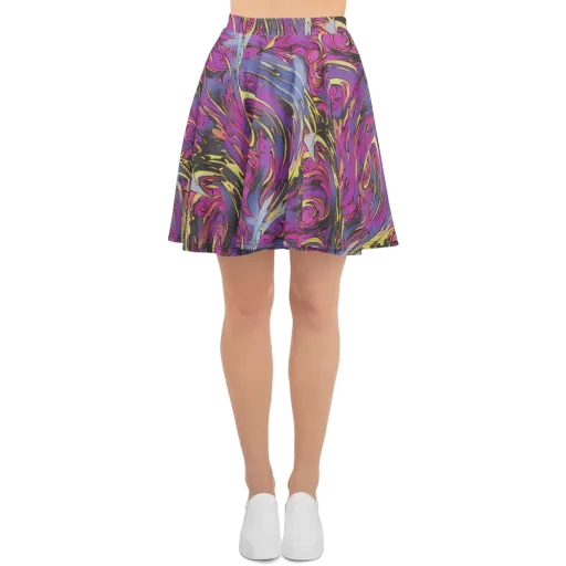 Psychedelic Surge on a Skater Skirt