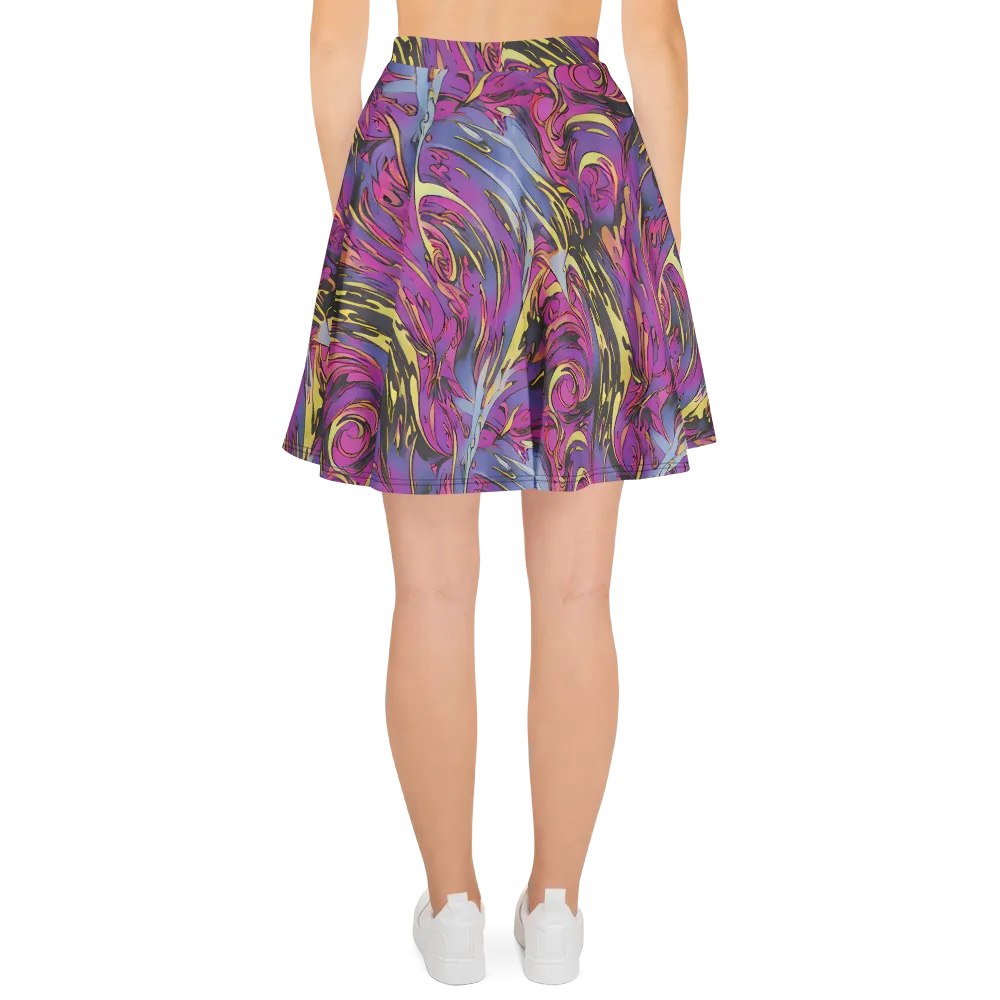 Psychedelic Surge on Skater Skirt — Back