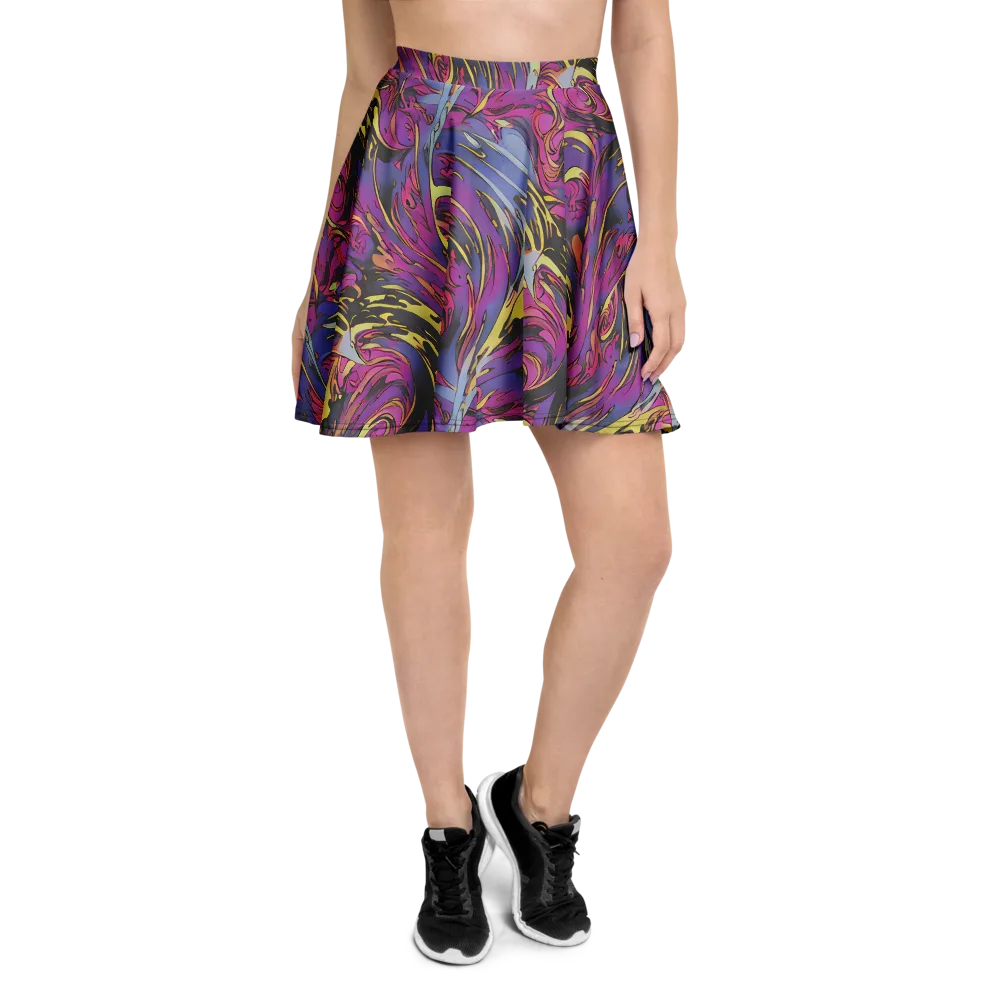 Psychedelic Surge on Skater Skirt — Front
