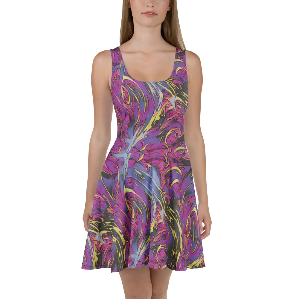 Psychedelic Surge on Skater Dress — Front