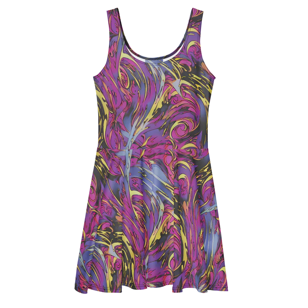 Psychedelic Surge on Skater Dress — Front