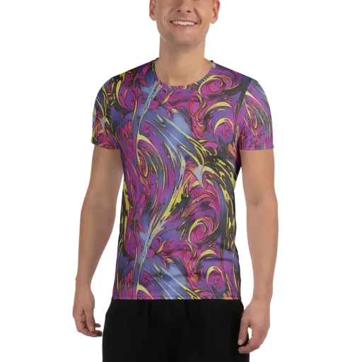 Psychedelic Surge on a Men's Athletic T-Shirt