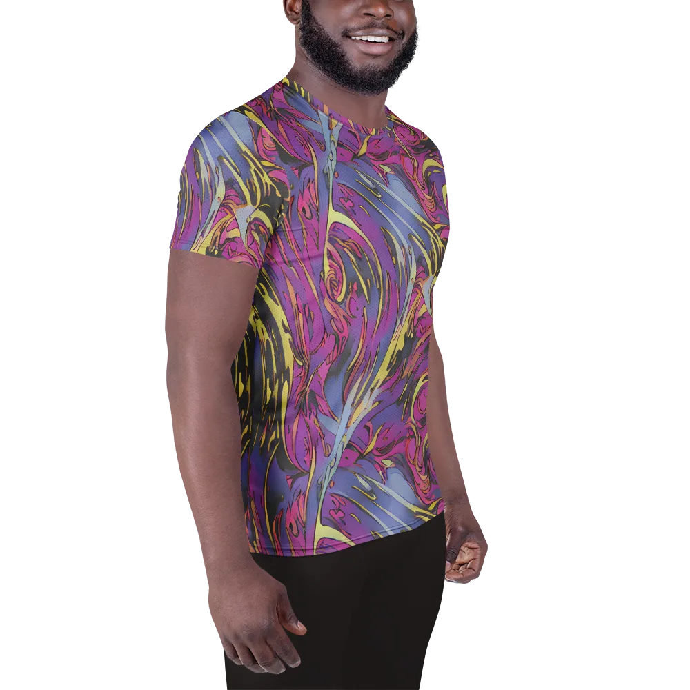 Psychedelic Surge on Men's Athletic T-Shirt — Right