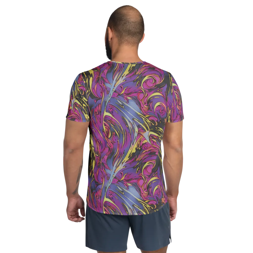 Psychedelic Surge on Men's Athletic T-Shirt — Back