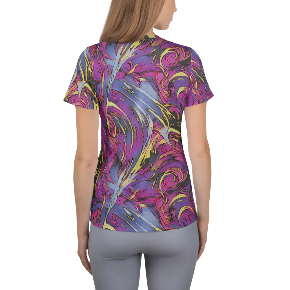 Psychedelic Surge on Women's Athletic T-Shirt — Back