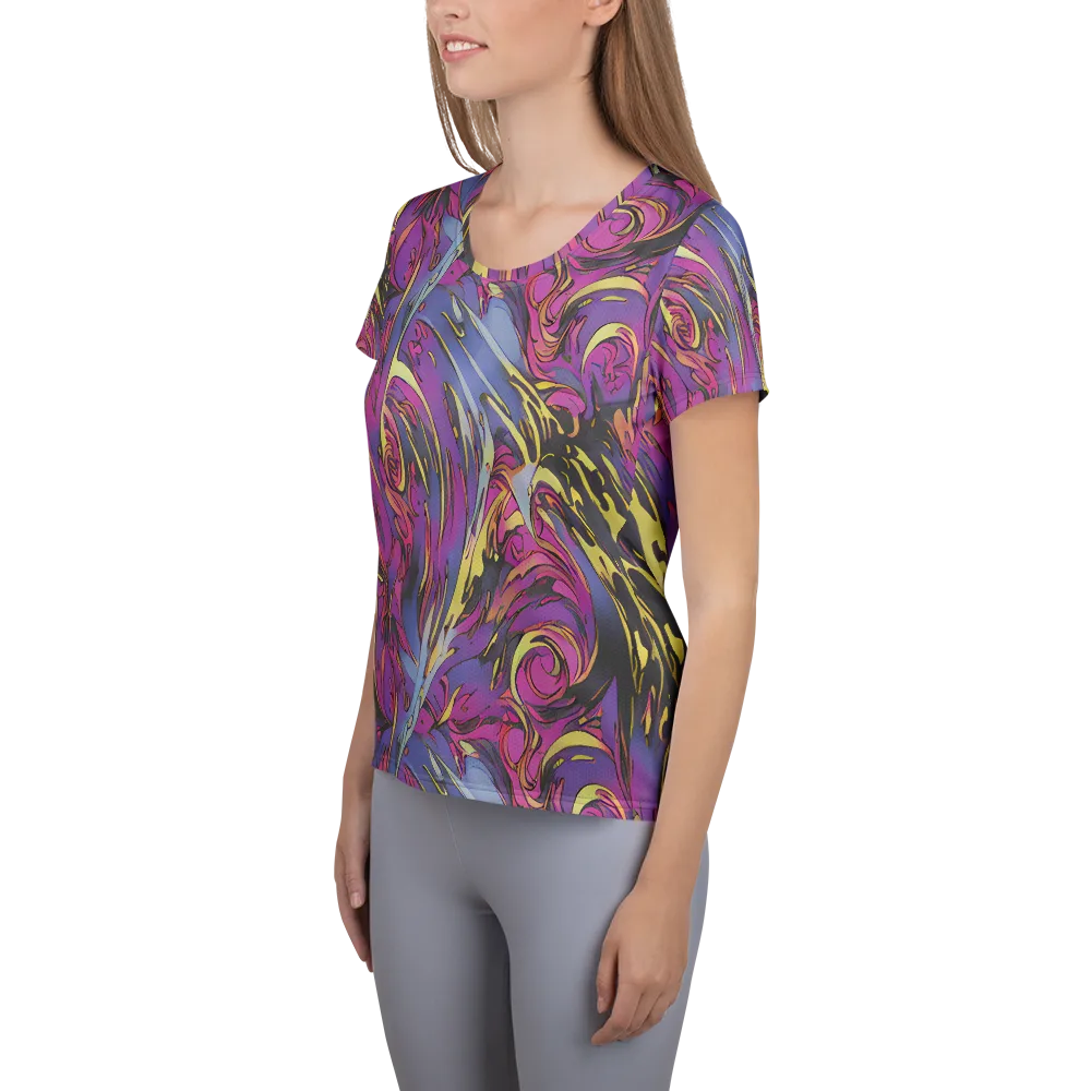 Psychedelic Surge on Women's Athletic T-Shirt — Left