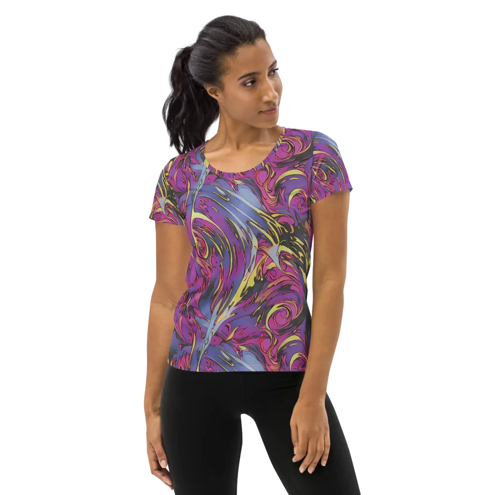 Psychedelic Surge on Women's Athletic T-Shirt — Front