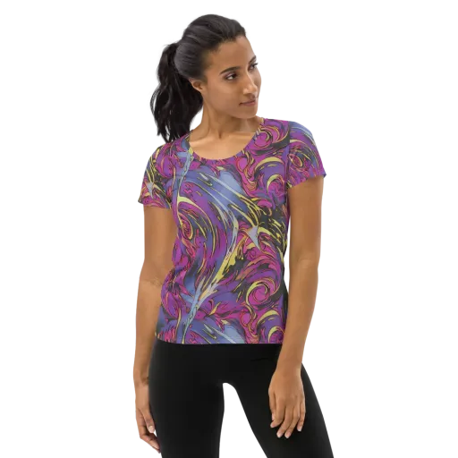 Psychedelic Surge on a Women's Athletic T-Shirt
