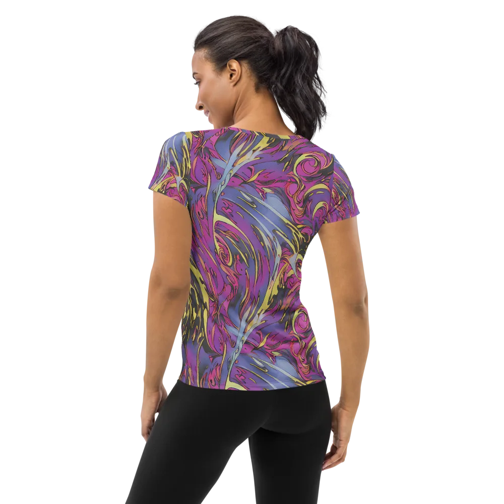 Psychedelic Surge on Women's Athletic T-Shirt — Back