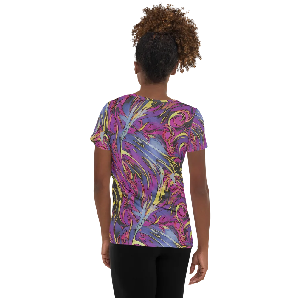 Psychedelic Surge on Women's Athletic T-Shirt — Back