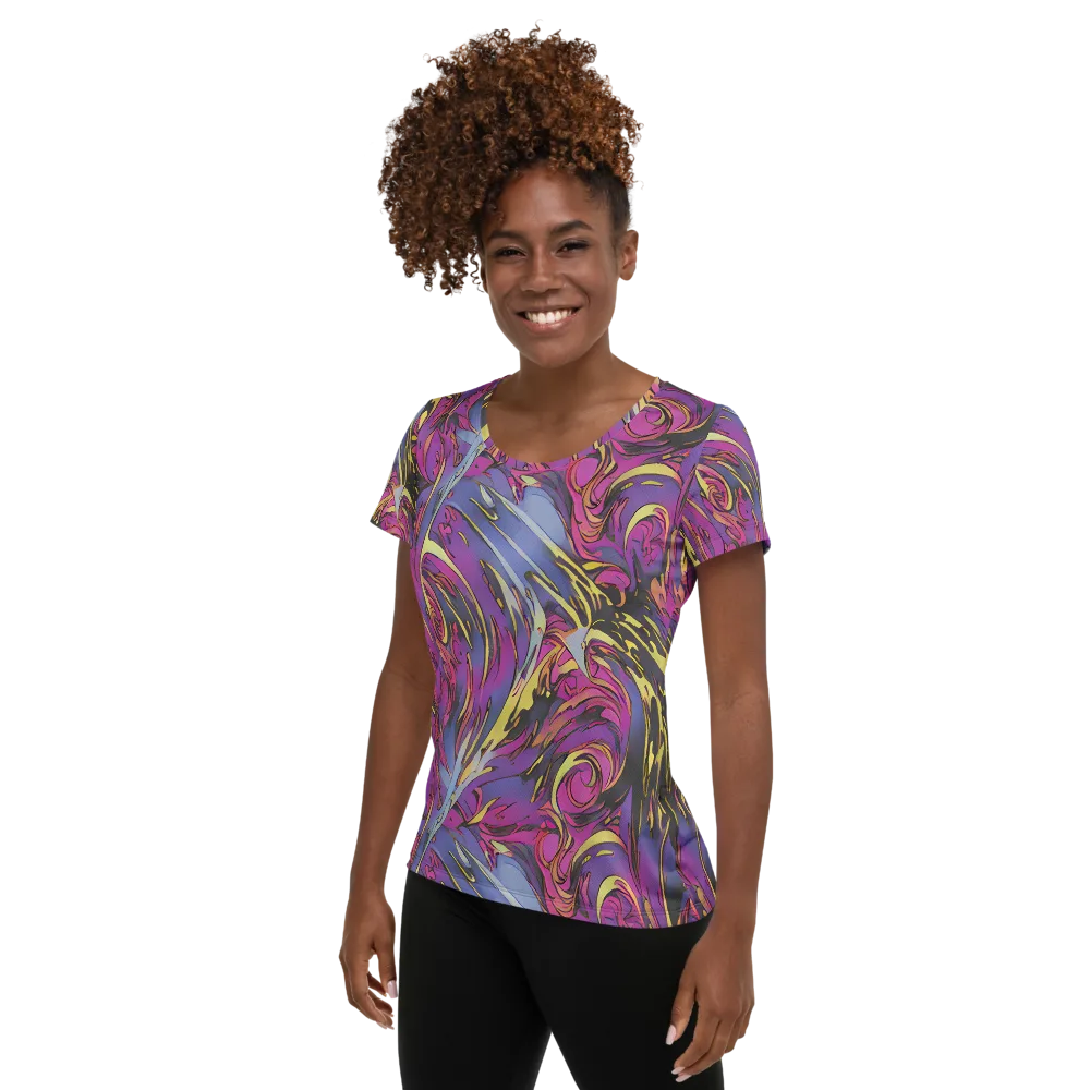 Psychedelic Surge on Women's Athletic T-Shirt — Left