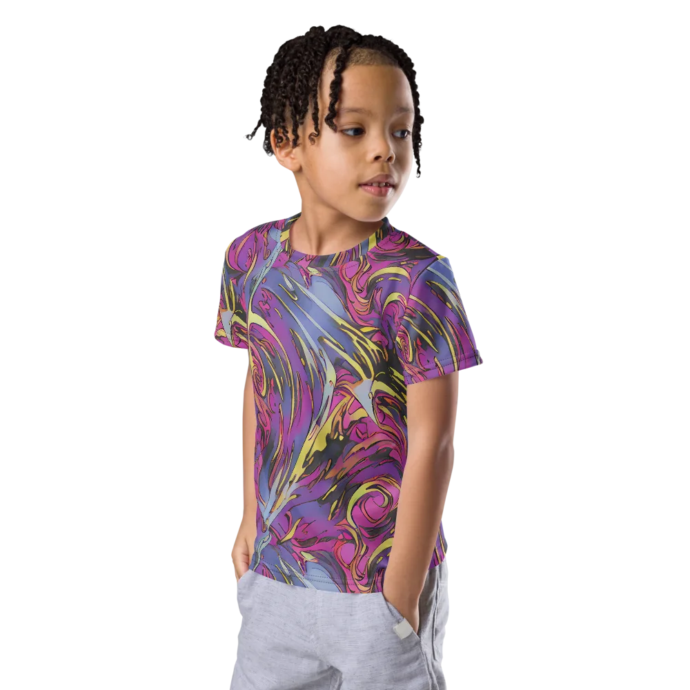 Psychedelic Surge on Kids Crew Neck T-Shirt — Left Front