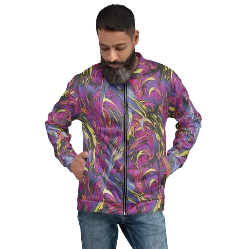 Psychedelic Surge on a Bomber Jacket