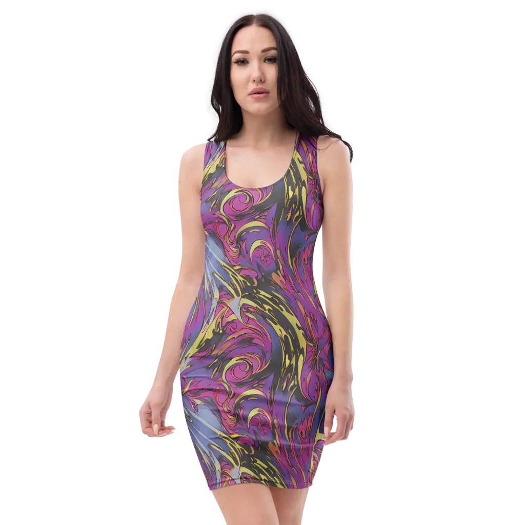 Psychedelic Surge on Bodycon Dress — Front