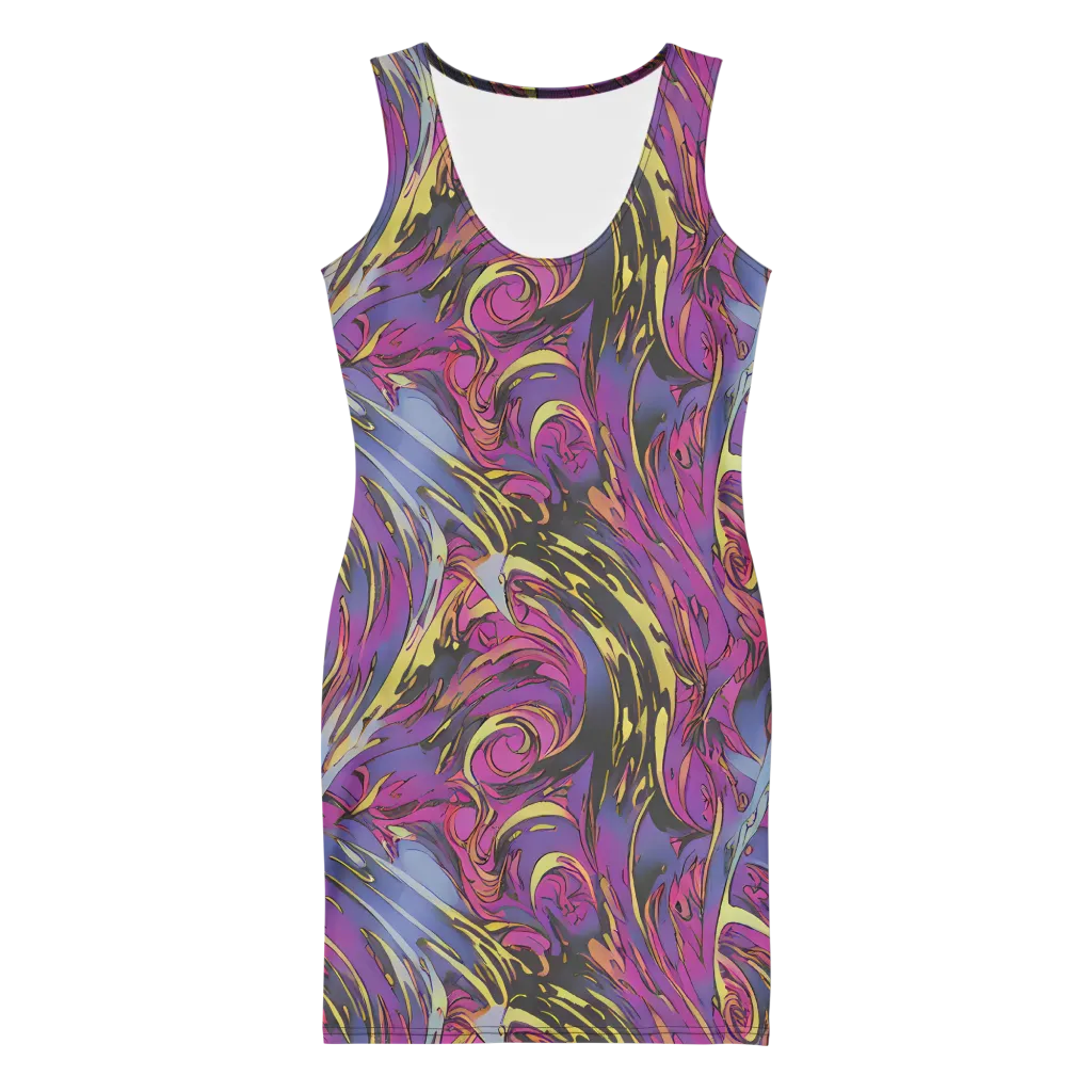 Psychedelic Surge on Bodycon Dress — Front