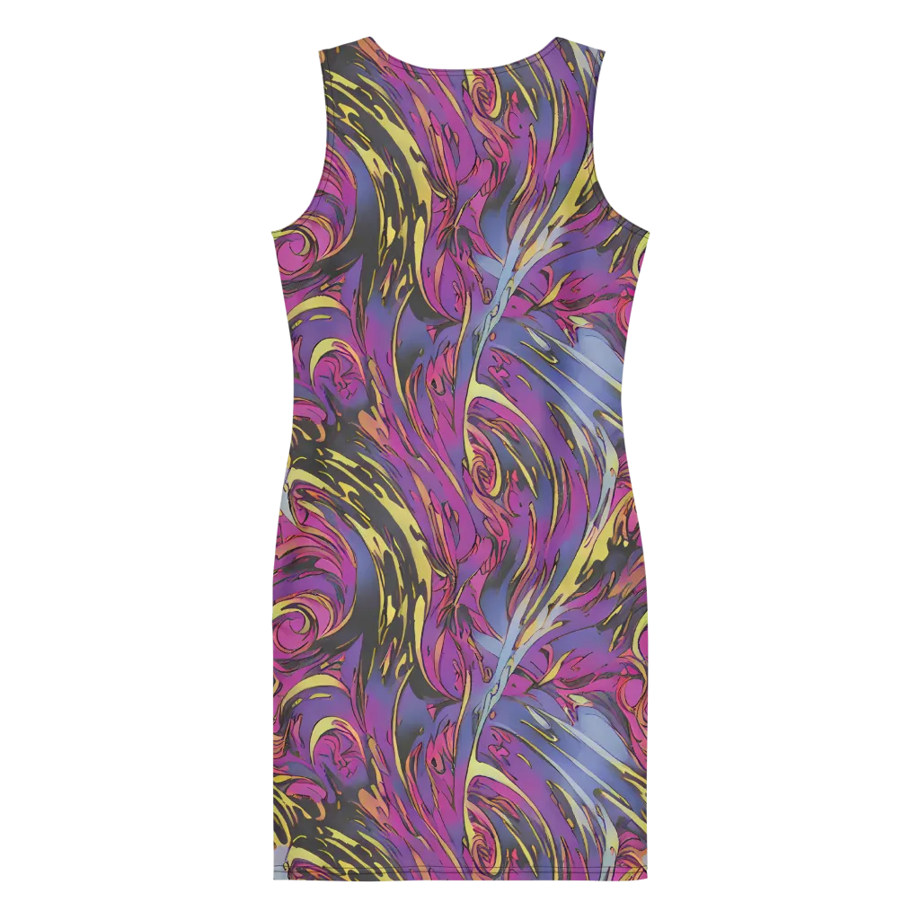 Psychedelic Surge on Bodycon Dress — Back