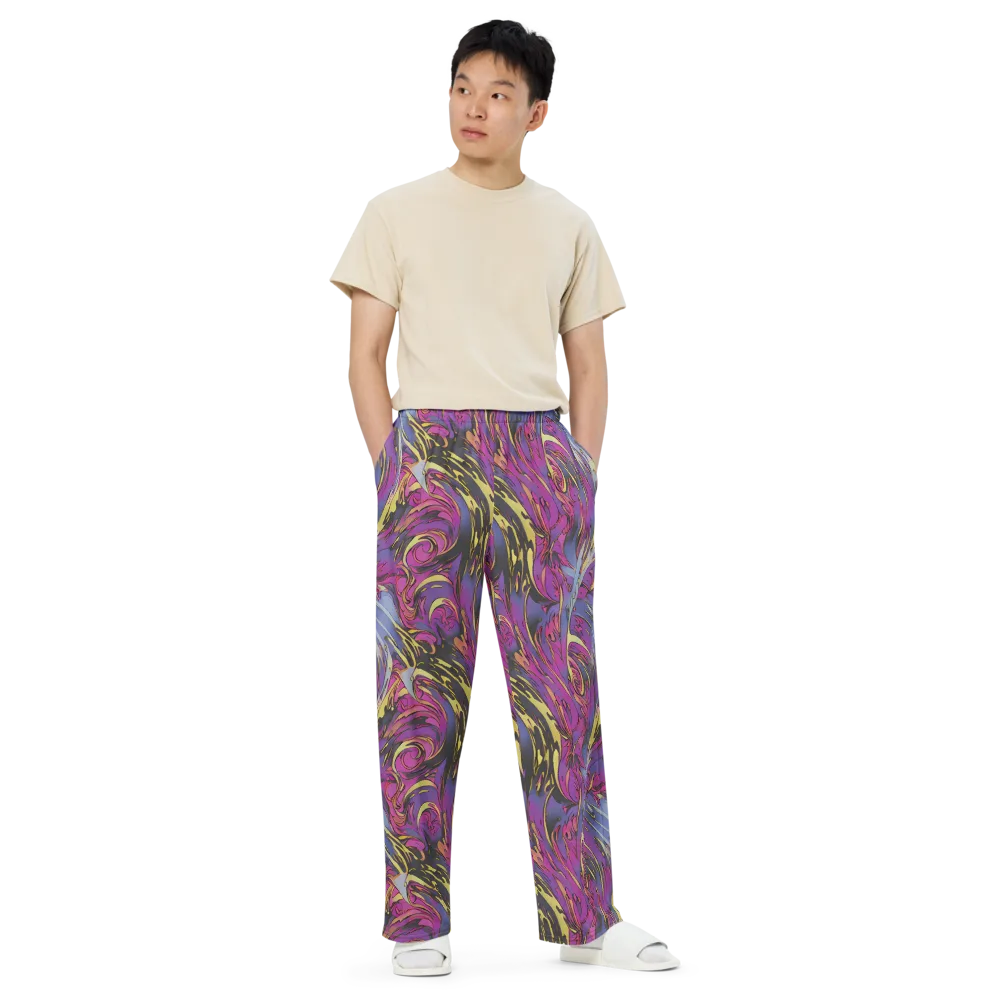 Psychedelic Surge on Wide-Leg Pants — Front