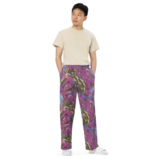 Psychedelic Surge on a Wide-Leg Pants