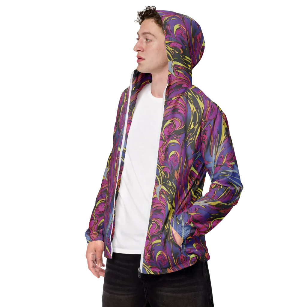 Psychedelic Surge on Men's Windbreaker — Left Front