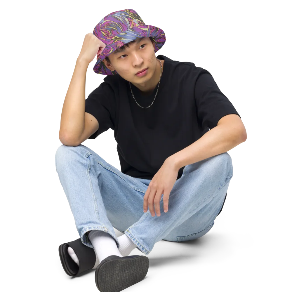 Psychedelic Surge on Reversible Bucket Hat — Front 2 Inside