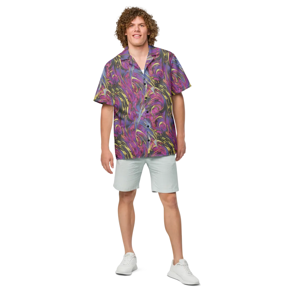 Psychedelic Surge on Button Shirt — Front