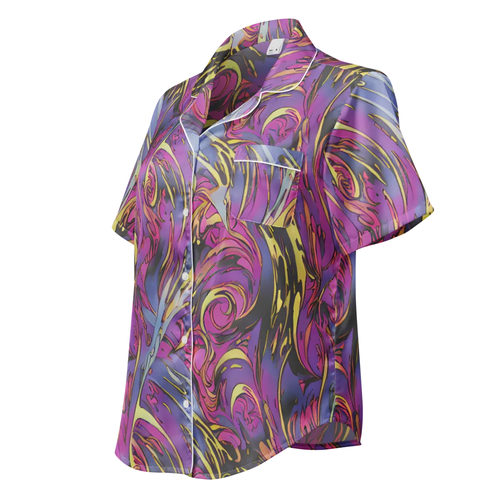 Psychedelic Surge on Women's Short Sleeve Pajama Top — Left Front