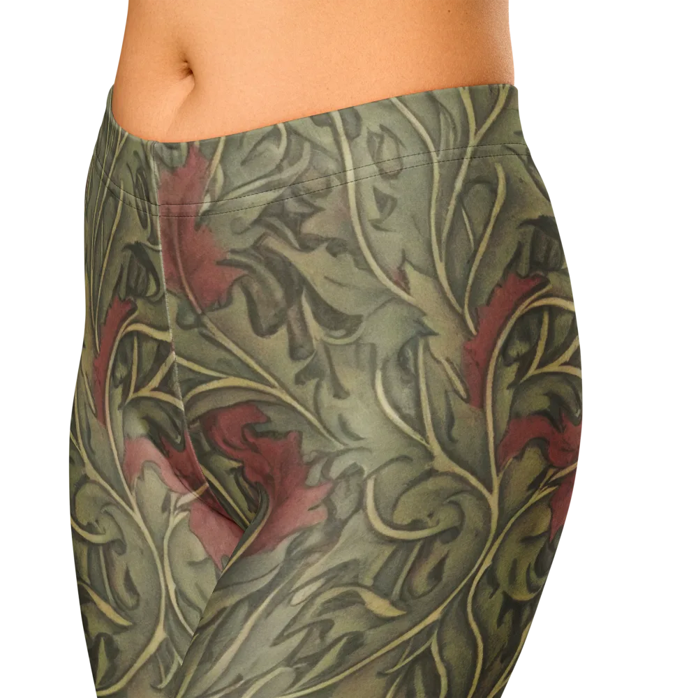 Moss Rose Arabesque on Capri Leggings — Zoomed-in