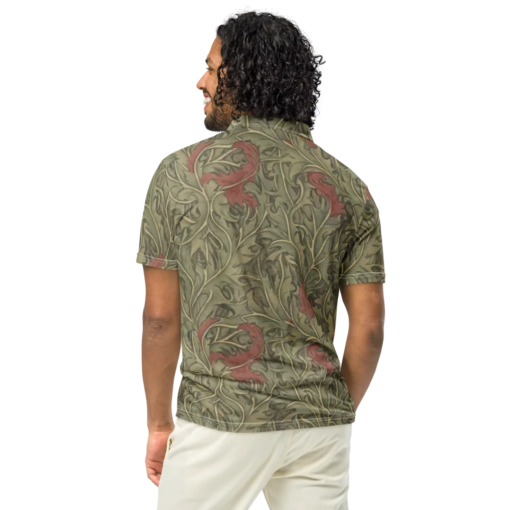 Moss Rose Arabesque on Men's Slim Fit Polo Shirt — Back