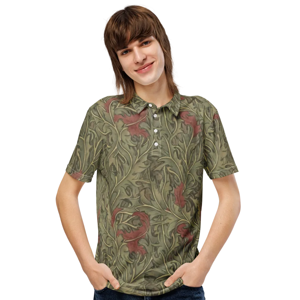 Moss Rose Arabesque on Men's Slim Fit Polo Shirt — Front