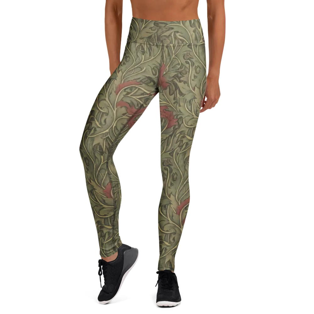 Moss Rose Arabesque on Yoga Leggings — Front