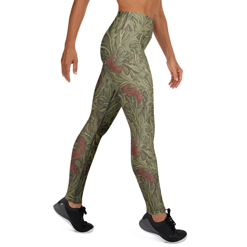 Moss Rose Arabesque on Yoga Leggings — Right