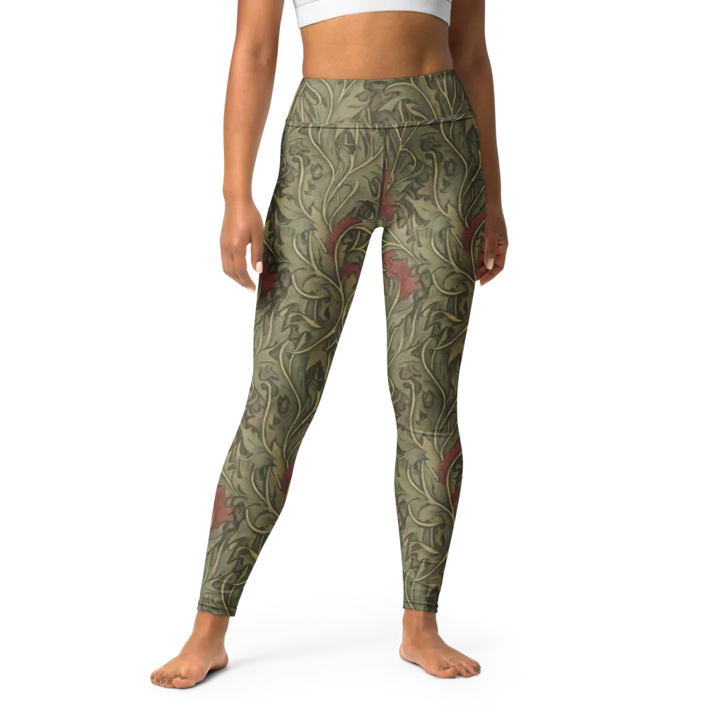 Moss Rose Arabesque on Yoga Leggings — Front