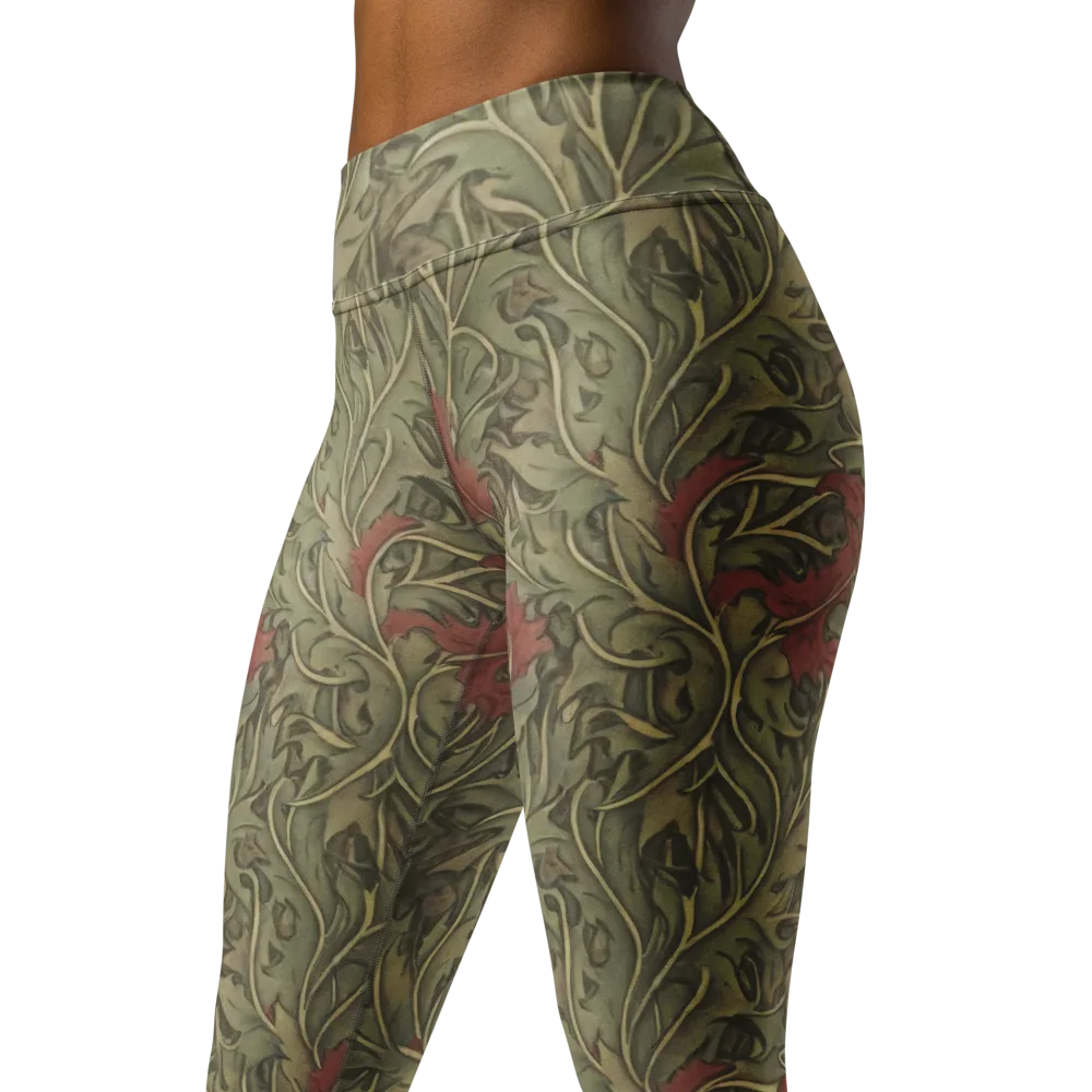 Moss Rose Arabesque on Yoga Leggings — Left Front