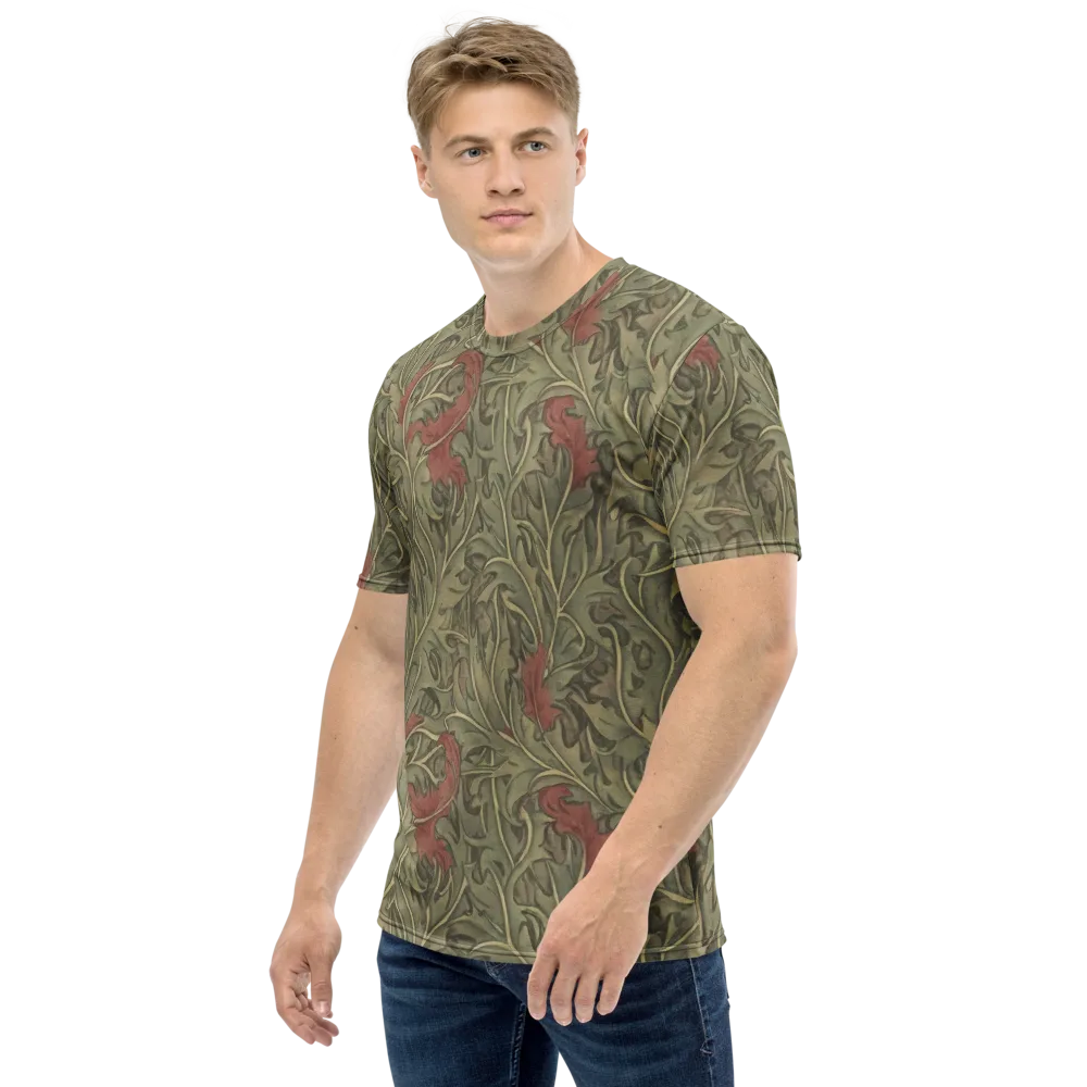 Moss Rose Arabesque on Men's Crew Neck T-Shirt — Left