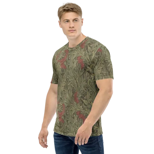 Moss Rose Arabesque on a Men's Crew Neck T-Shirt