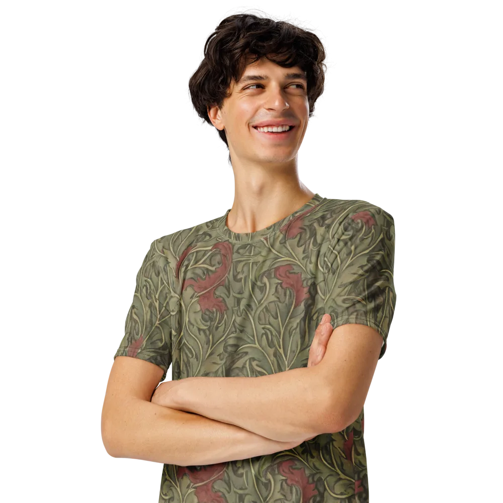 Moss Rose Arabesque on Men's Crew Neck T-Shirt — Left Front